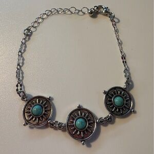 Silver and Turquoise Sunburst Bracelet